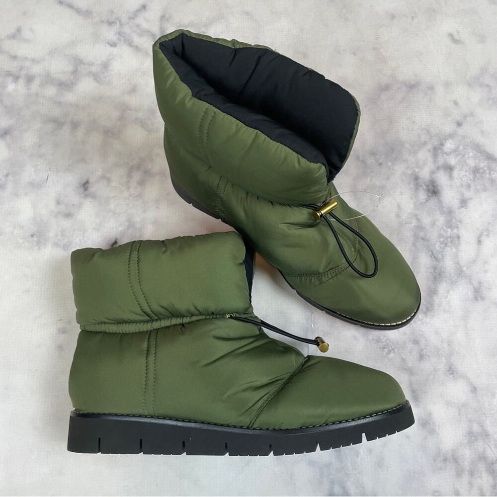 J. Crew Elsa Puffer Snow Boots Olive Green Primaloft Winter Booties NWOB Sz 11